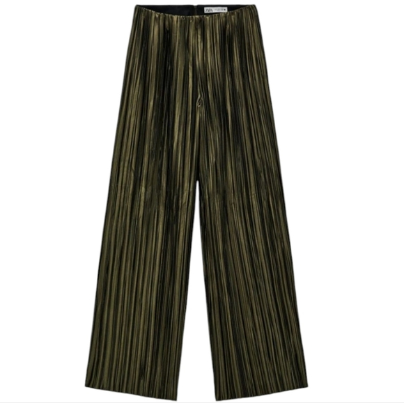 97 ZARA PLEATED JAQUARD PANTS WOMEN'S SIZE MEDIUM - Picture 1 of 5
